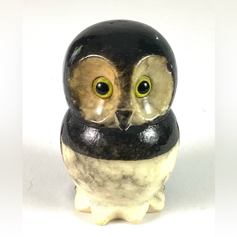 Handcarved alabaster owl paperweight